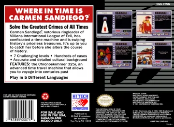 Where in Time Is Carmen Sandiego (USA) (En,Fr,De,Es,It) box cover back